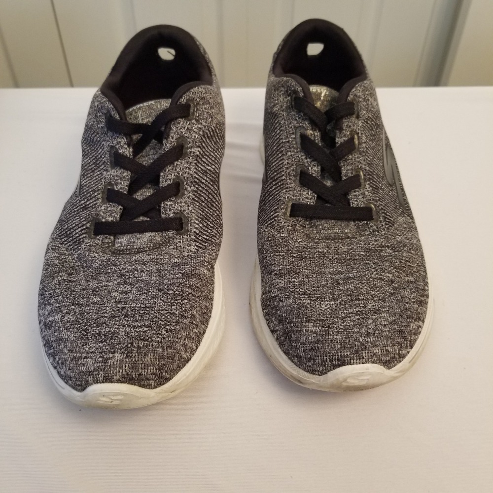 Skechers Goga max Go walk 4 Black Heathered Knit Mesh Running Shoes Womens 9